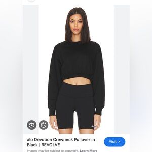 ALO Yoga Black Ribbed Neck Sweatshirt